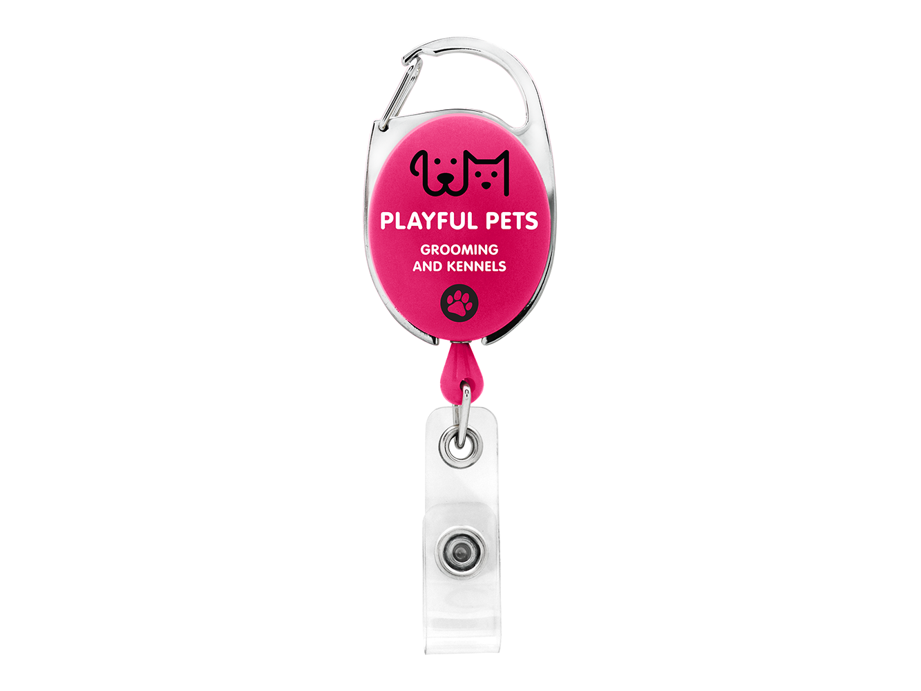BH14: Hot Pink Bubble Carabiner Badge Reel